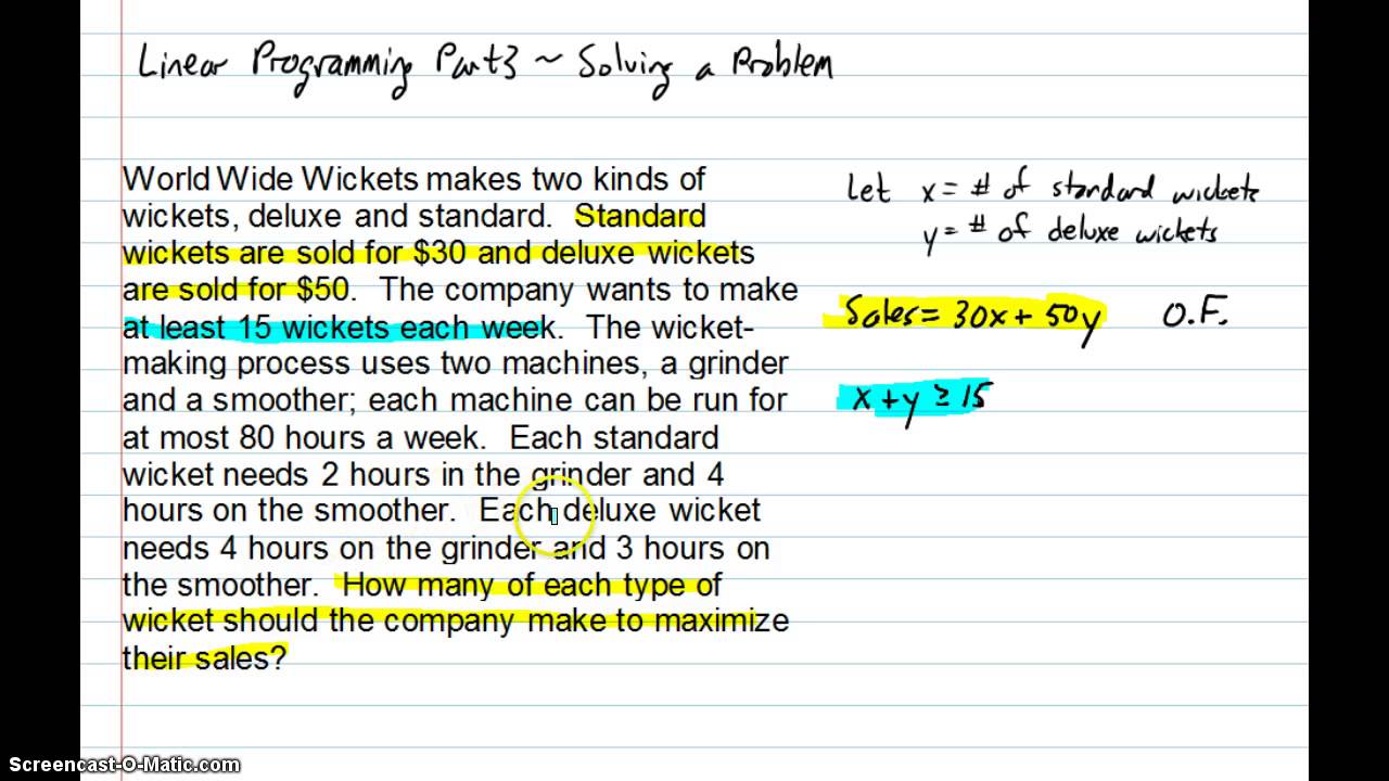 Linear Programming Part 3 - Writing Constraints
