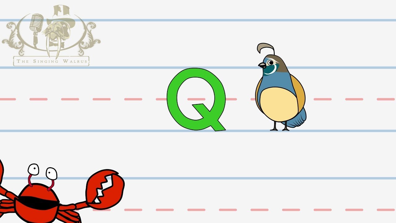 Write the letter Q | Alphabet Writing lesson for children | The Singing Walrus