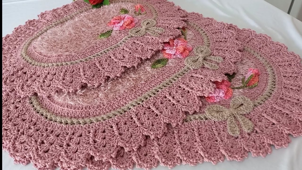 ❤️JOGO DE BANHEIRO  RADYLA  AMEII  FAZER 🧶FICOU UM LUXO ❤️