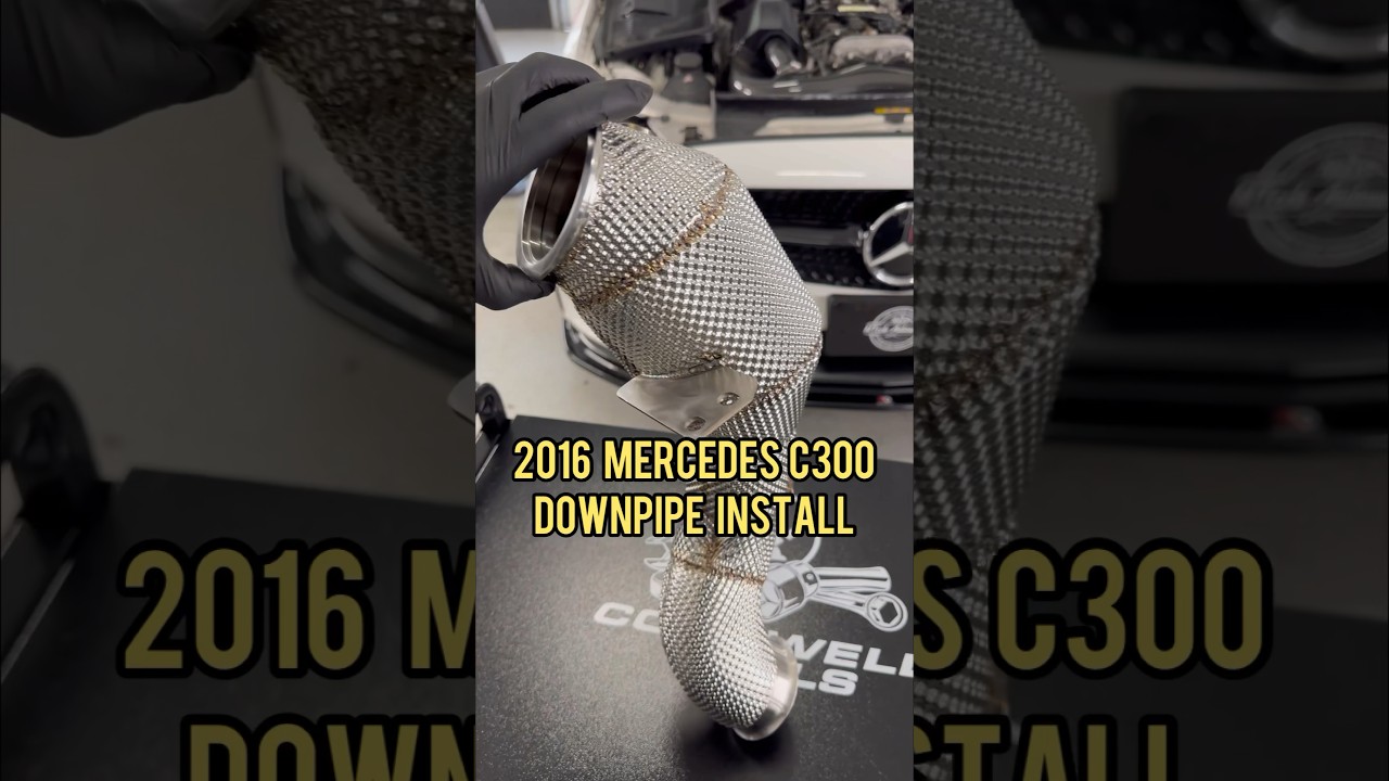 Downpipe installation on a Mercedes-Benz #c300 #downpipe #tuning #asmr #mercedes #asmrmechanic