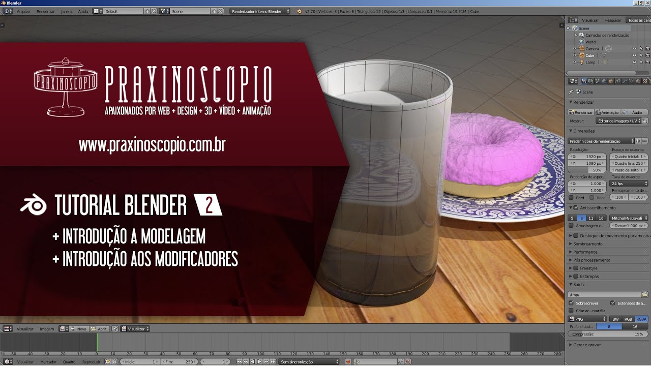 Tutorial de Blender • Aula 2 • Introdução a Modelagem- Donuts com Copo