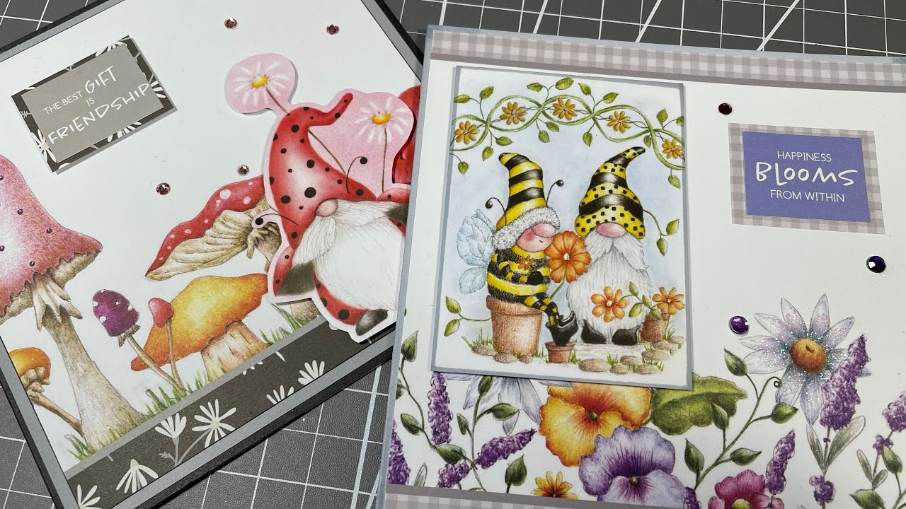 Lets Create Two Cards Using Beveley Edens Summer Gnomes Paper Boutique Collection