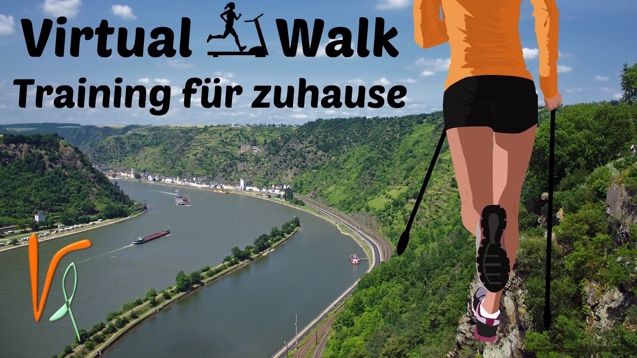 Virtuelles Walking f&uuml;r Laufband und Crosstrainer | Laufband Video | Heimtraining | Rhein Landschaft