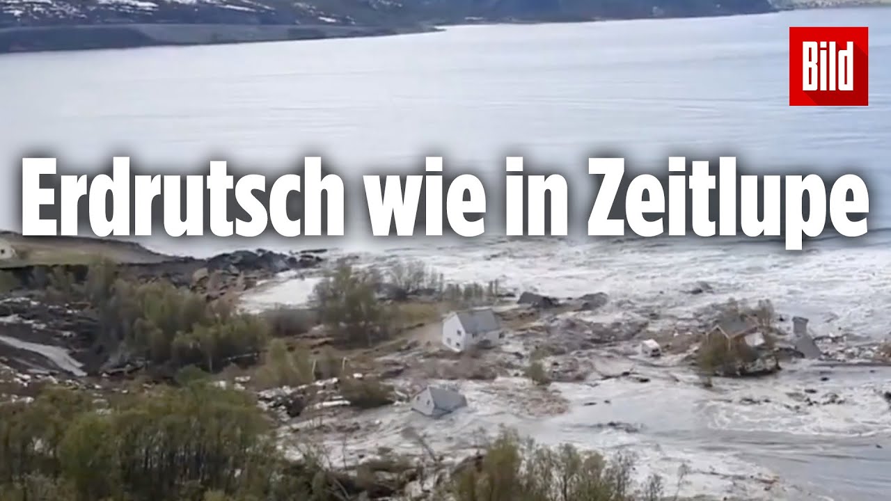 Ein Erdrutsch spült acht Häuser ins Meer | Norwegen