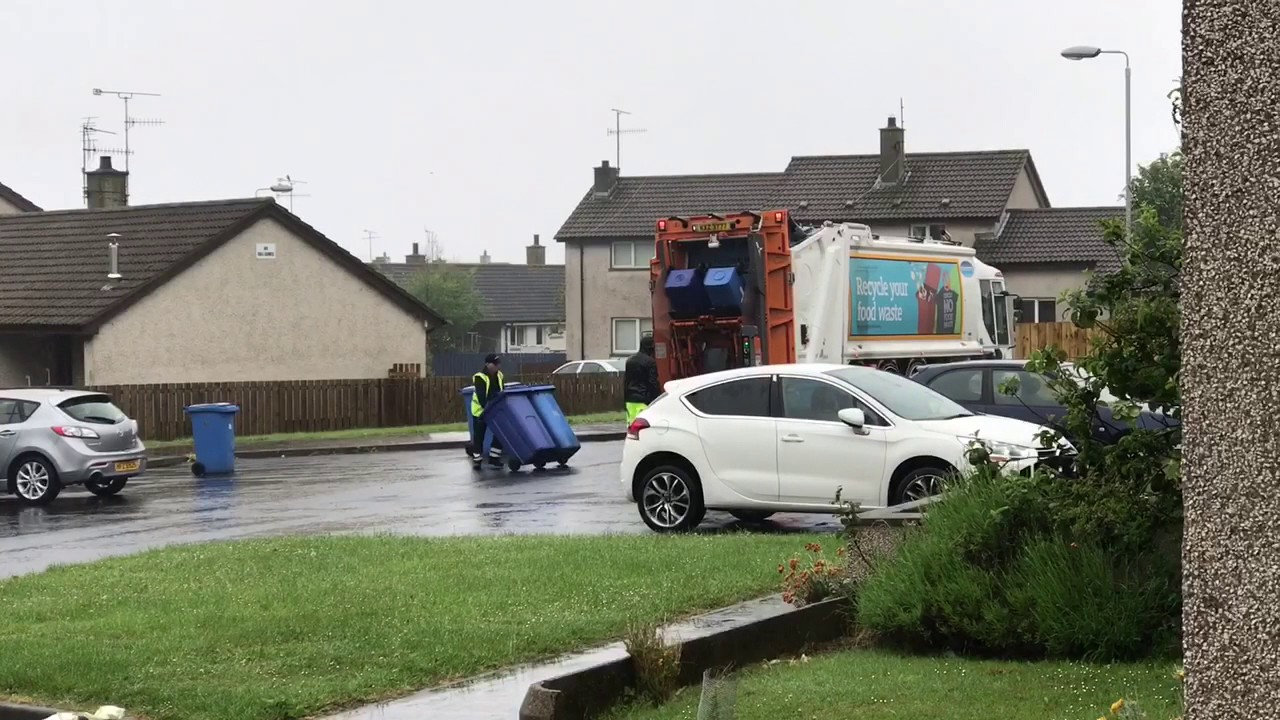 Garbage truck on route working in Northern Ireland bin lorry may 2017