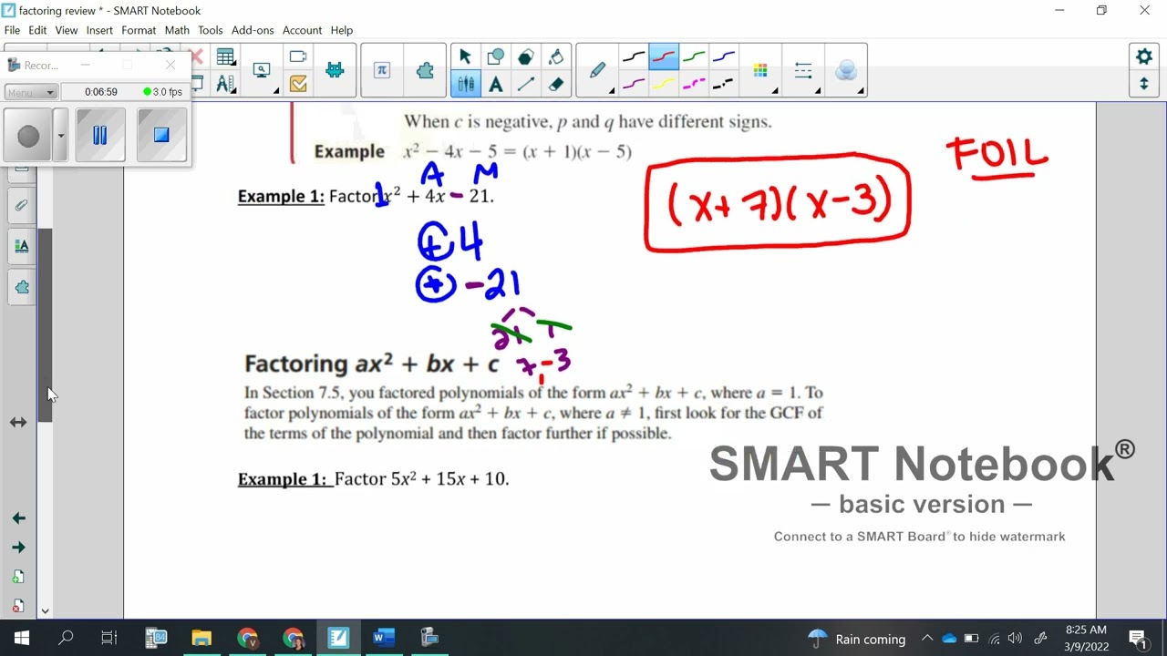 Factoring Notes Video
