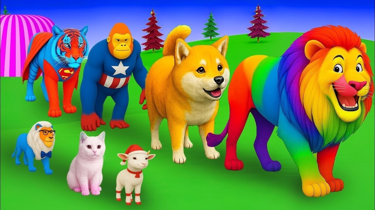 Long Slide Game With Elephant Gorilla Buffalo Hippopotamus Tiger 3d Animal Game Funny 3d Animals