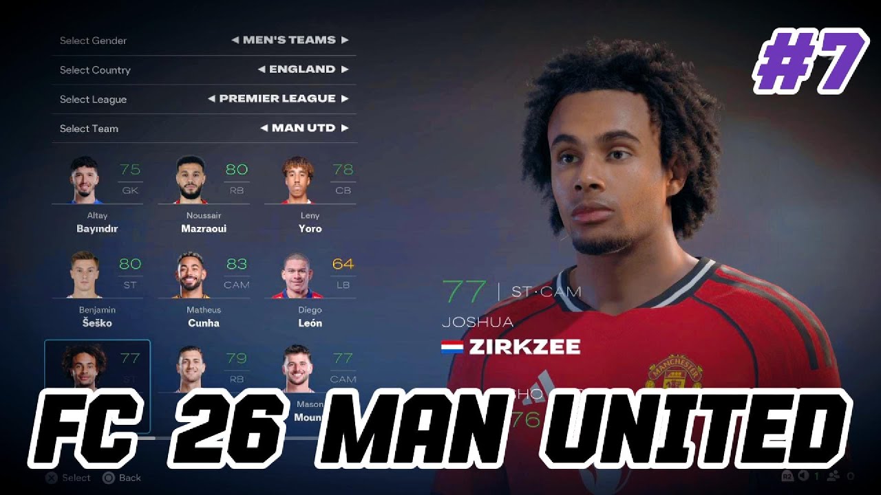 FC 26 MANCHESTER UNITED PLAYER FACES AND RATINGS