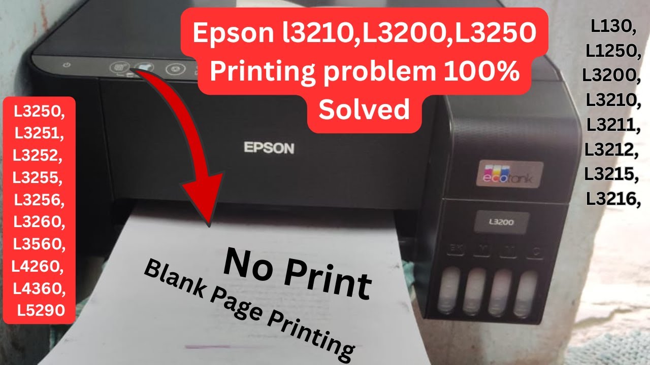 Epson L3210, L3250 blank page printing | #hindi  Printer Solution