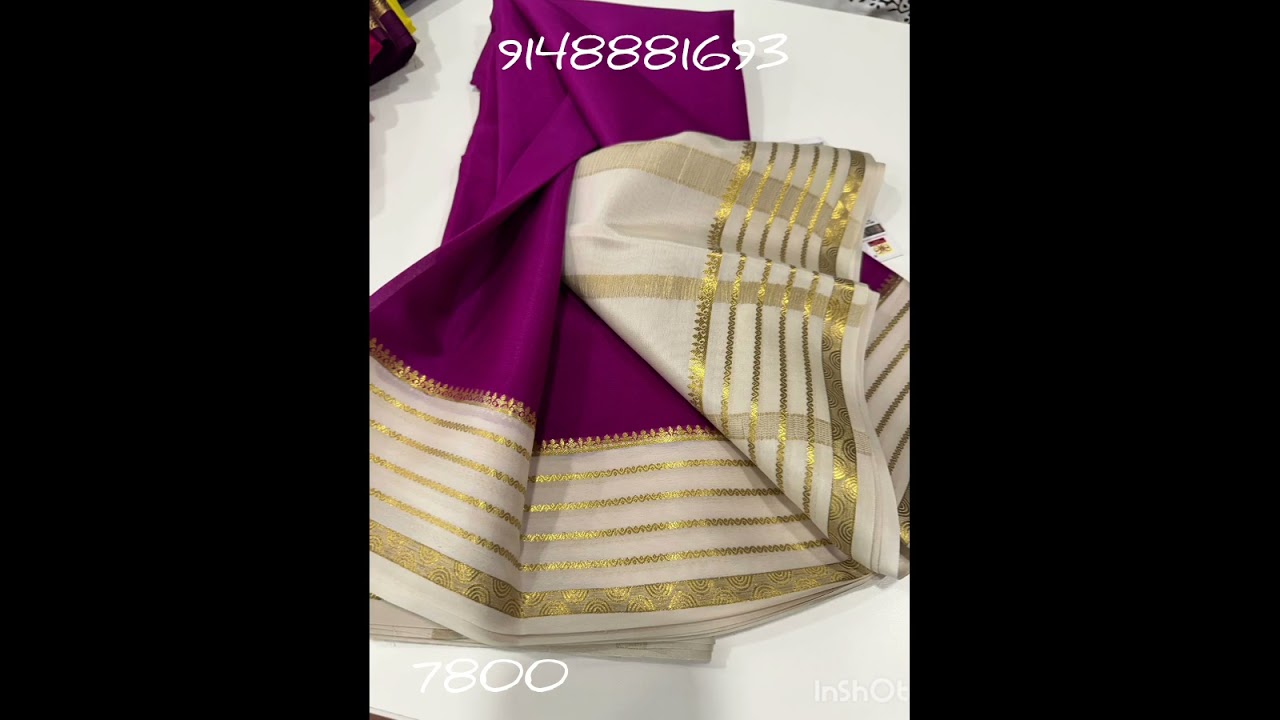 Mysore pure silk sarees/silk mark certified/V#5/ traditional contrast border/ 7800/80gm #9148881693
