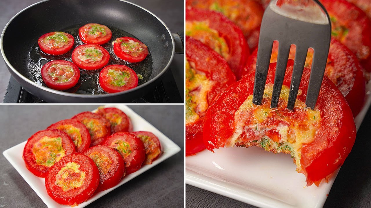 Stuffed Tomato Omelette | Easy Tomato Egg Recipe | Toasted
