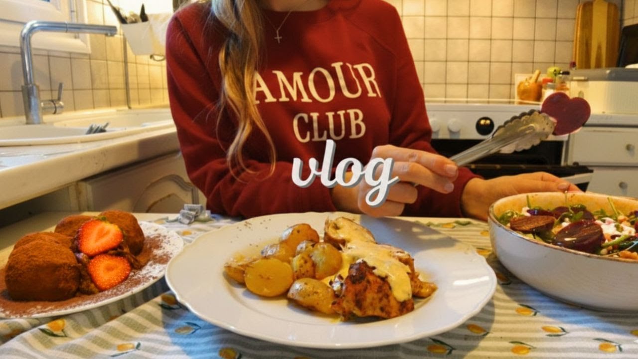 Меню на День святого Валентина 💌 фаршированная курица и провал с виральным печеньем из Дубая 🍓| VLOG