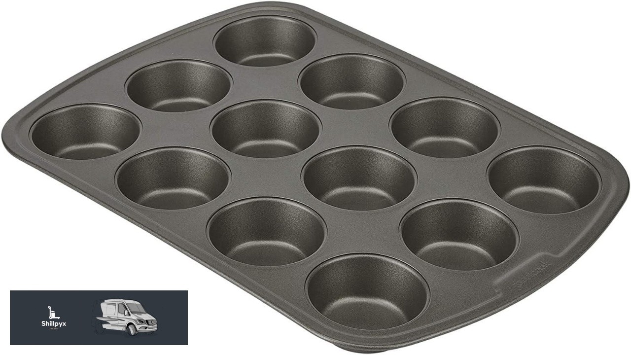 GoodCook Everyday Nonstick Steel Muffin Pan 12 cup Gray