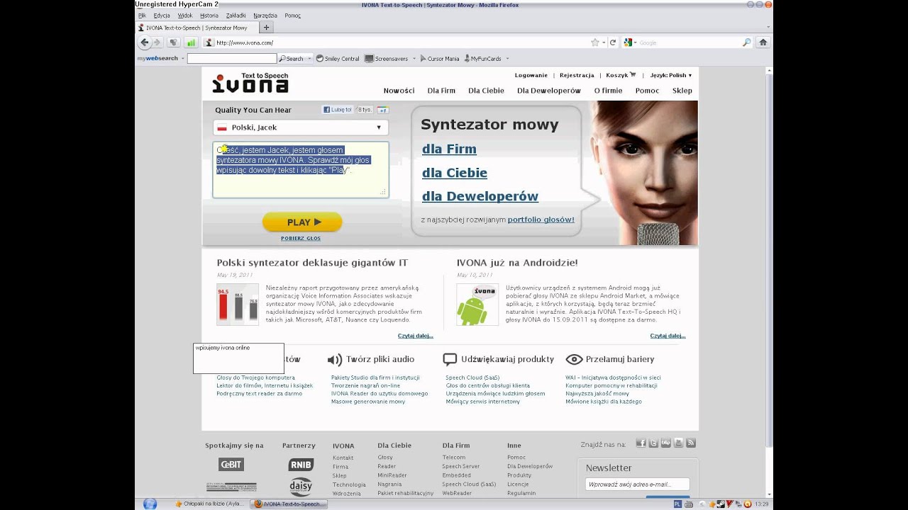 Jak używać programu IVONA w internecie