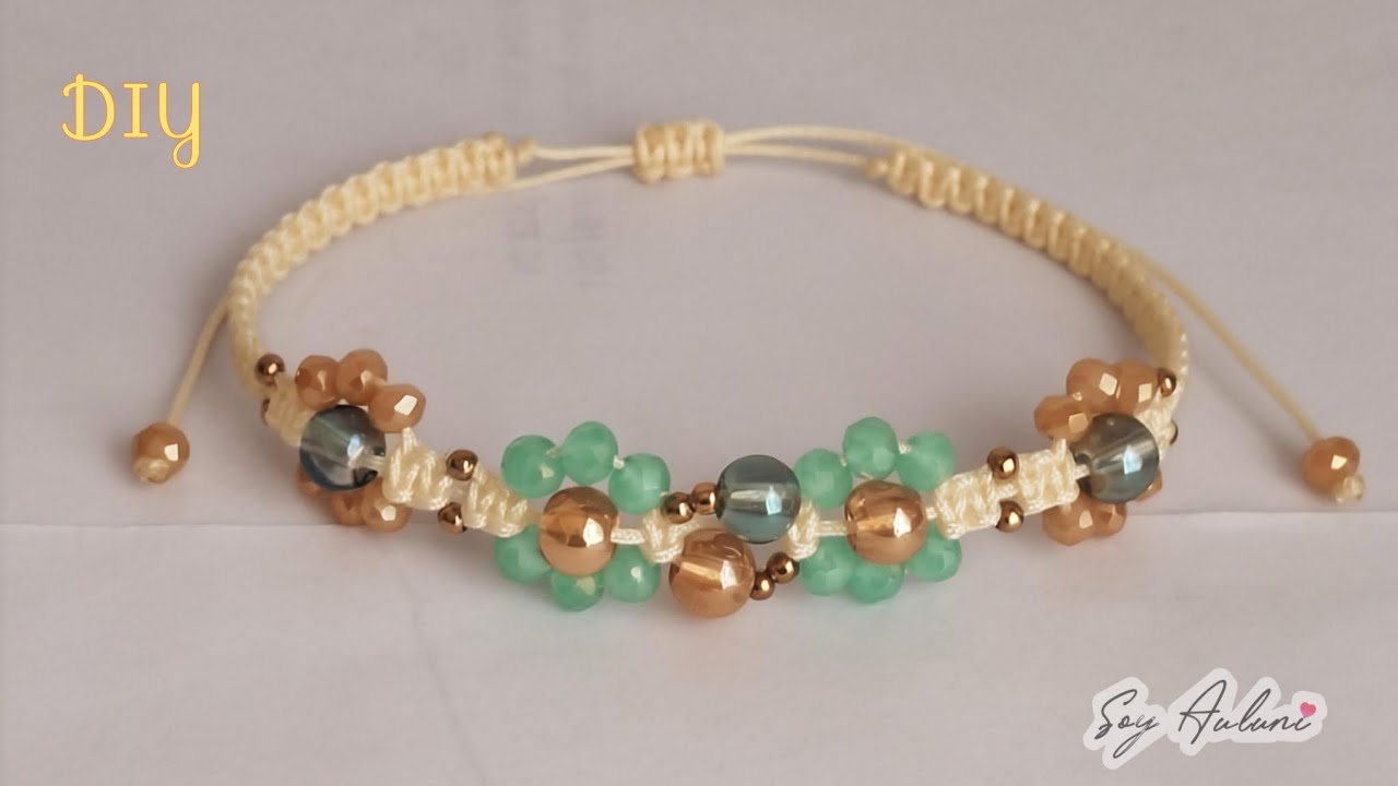 Pulsera de Hilo con Flores de Cristal 💎 DIY Fácil para vender o regalar