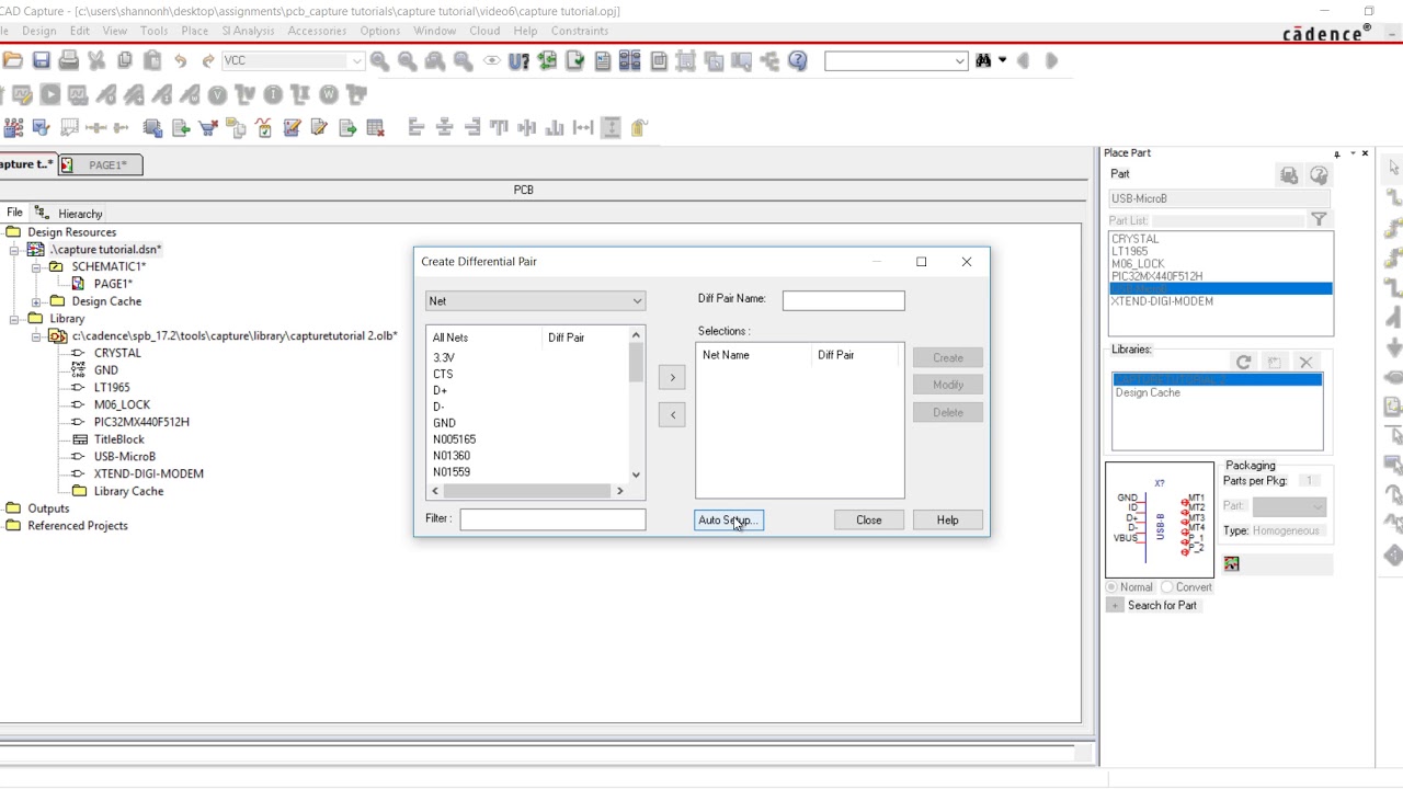 OrCAD Capture Tutorial 06 Define Differential Pairs