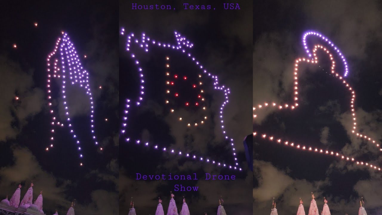 Devotional Drone Light Up Show - BAPS Swami Narayan Temple, Houston, Texas, USA