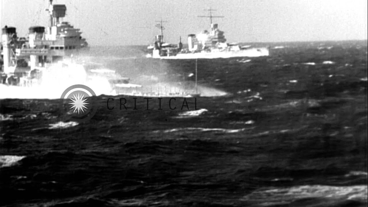 Three U.S. warships of Cruiser Division 7 encounter rough seas near Cape Horn dur...HD Stock Footage