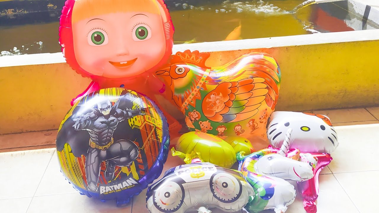 Borong balon karakter marsha, unicorn, hello kitty, batman, bebek, mobil polisi