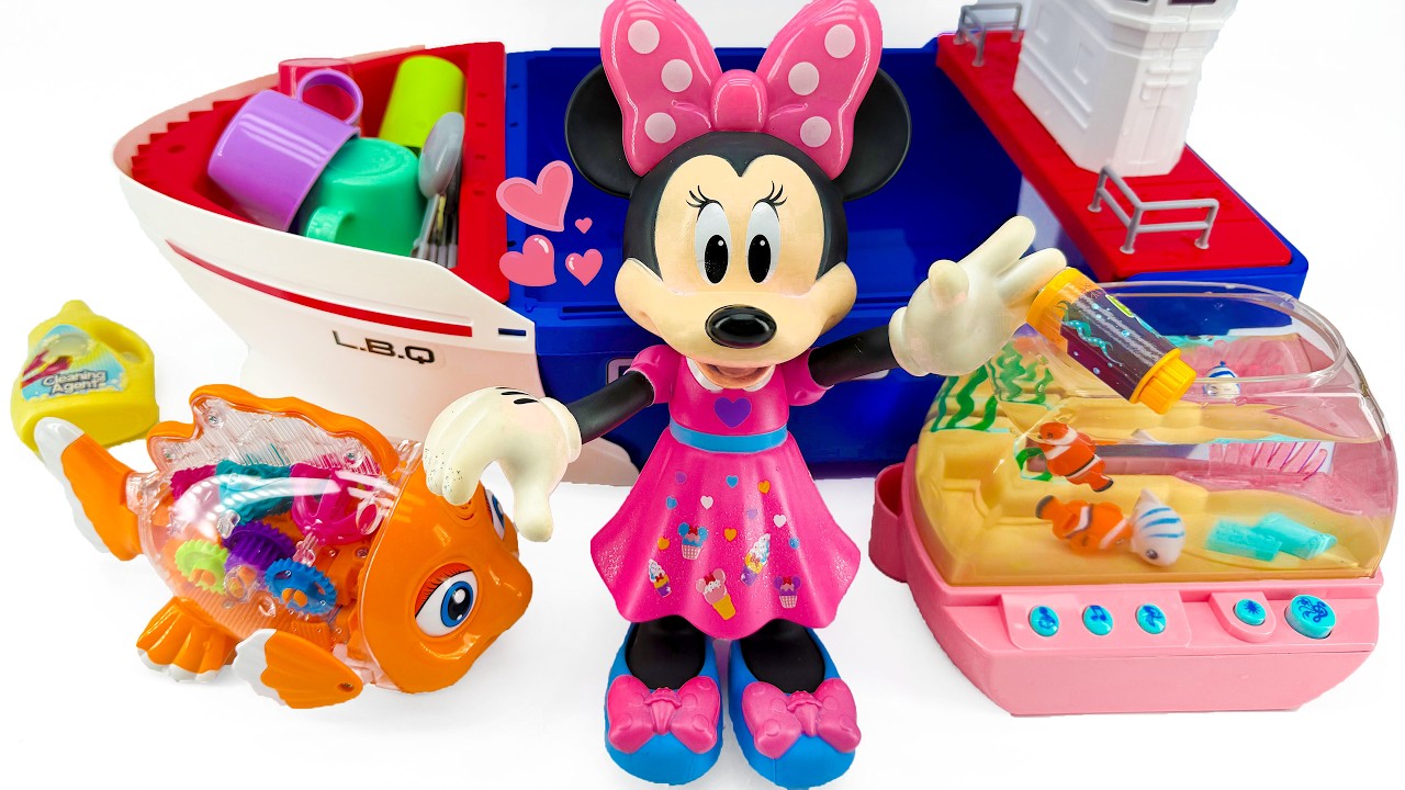 MINNIE MOUSE 2026 🎀 Happy Aquarium Playset with Colorful Fish Boat Toys ASMR | Review Toys