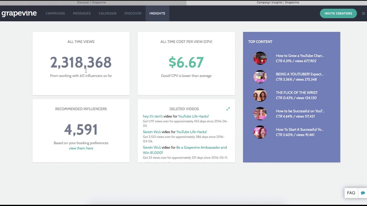 Grapevine Influencer Marketing Platform: Overview