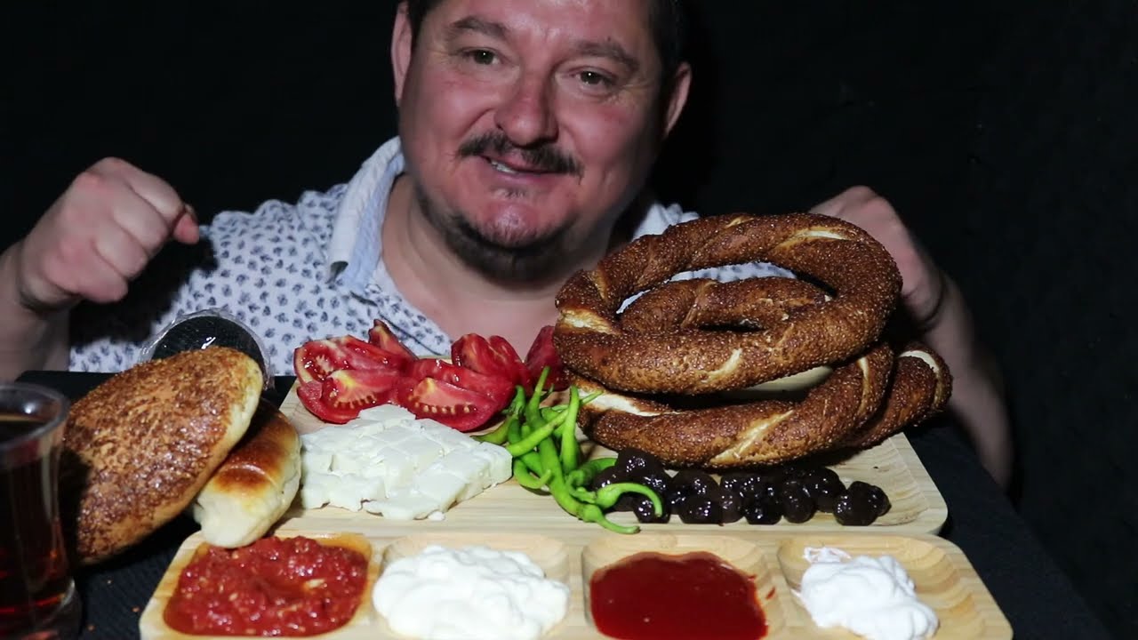 ASMR Sos Tarifli Mugbang Simit Peynir 🥯 🍅🧀🌶️🌶️Asmr