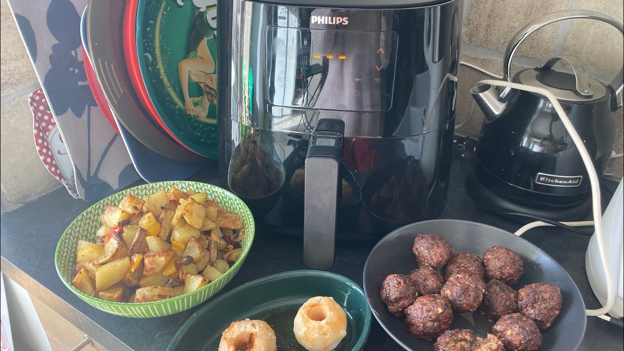 Notre repas entier au Philips airfryer XL! Pommes au four, keftas, pommes de terre et légumes !