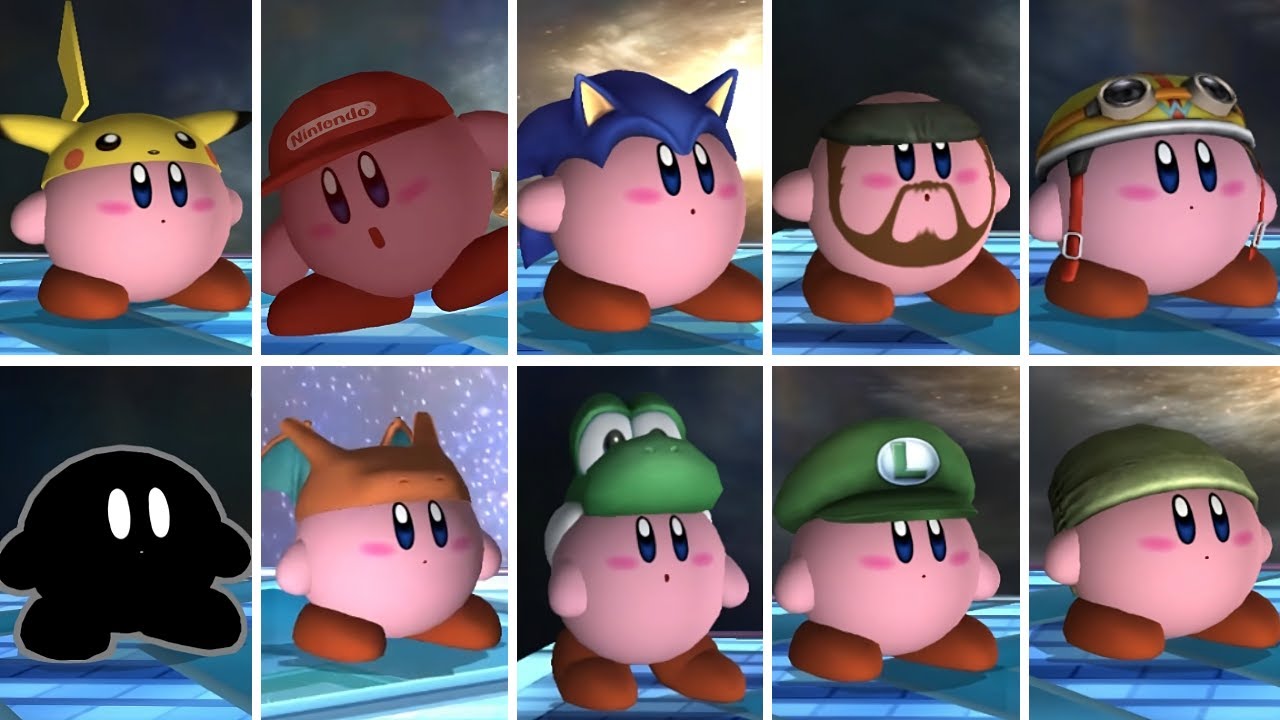 Super Smash Bros. Brawl - All Kirby Hats and Powers