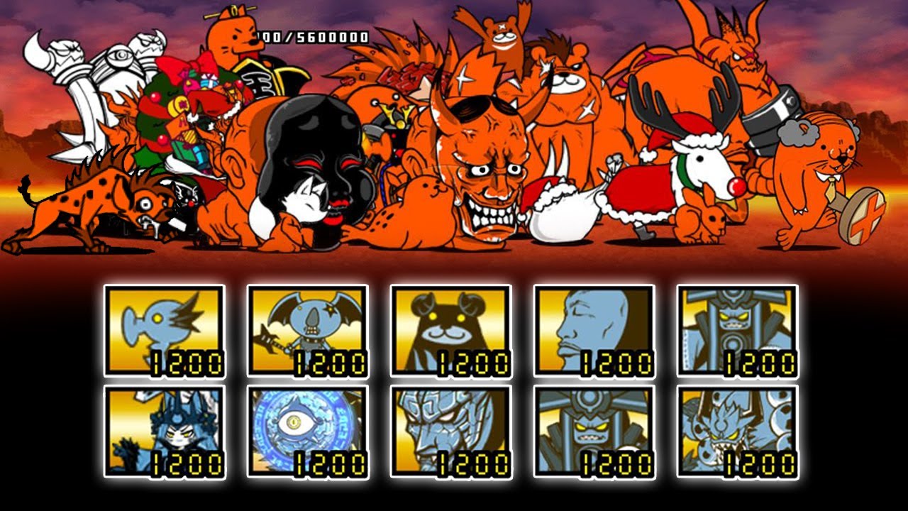 The Battle Cats - All Red VS Aku Bosses!