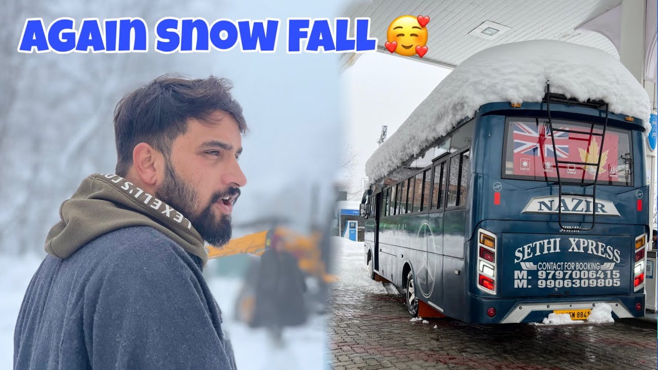 Aj to Maza agya😁3Nu Bha ek He gadi pay😱Bahut Time baad Aj Baraf mai Bus Drive Kiya😍Again Snowfall