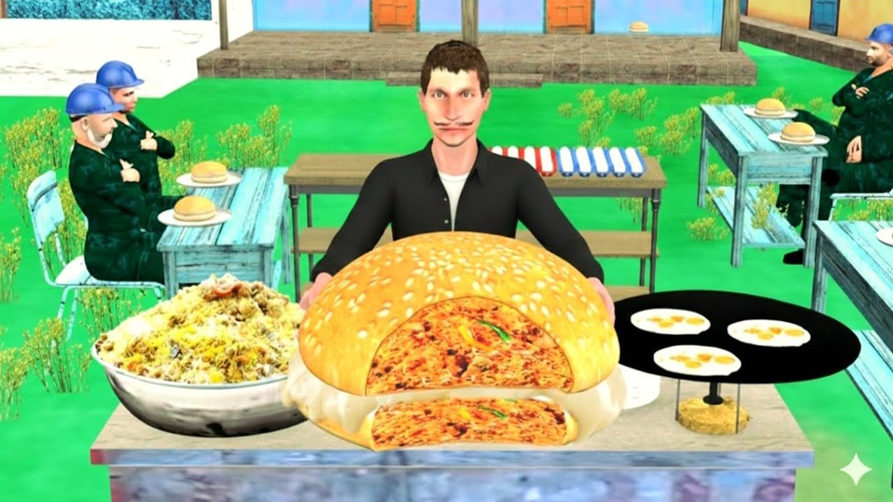 Egg Biryani Wala Burger Anda Biryani Burger Street Food Hindi Kahaniya Moral Story Desi Food Stories