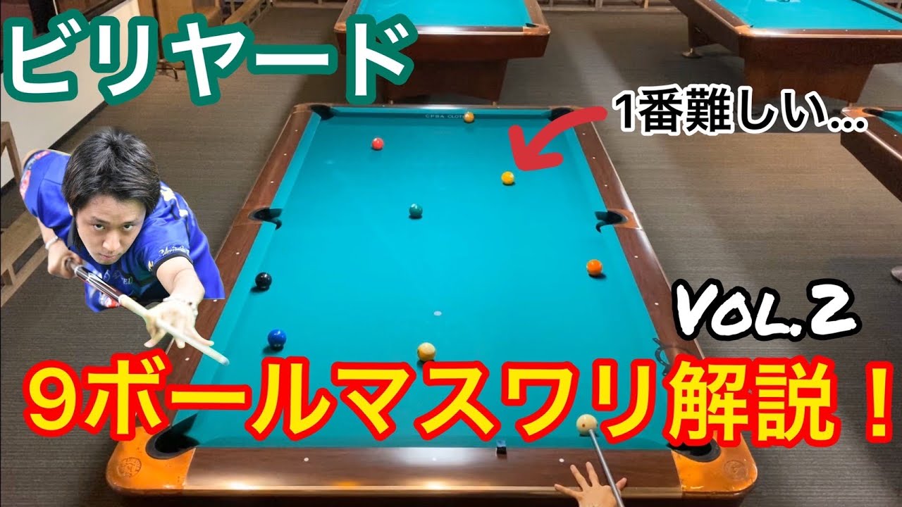 【ビリヤードレッスン】トッププロの9ボールマスワリ解説Vol.2!! Pool practice 9ball runout.