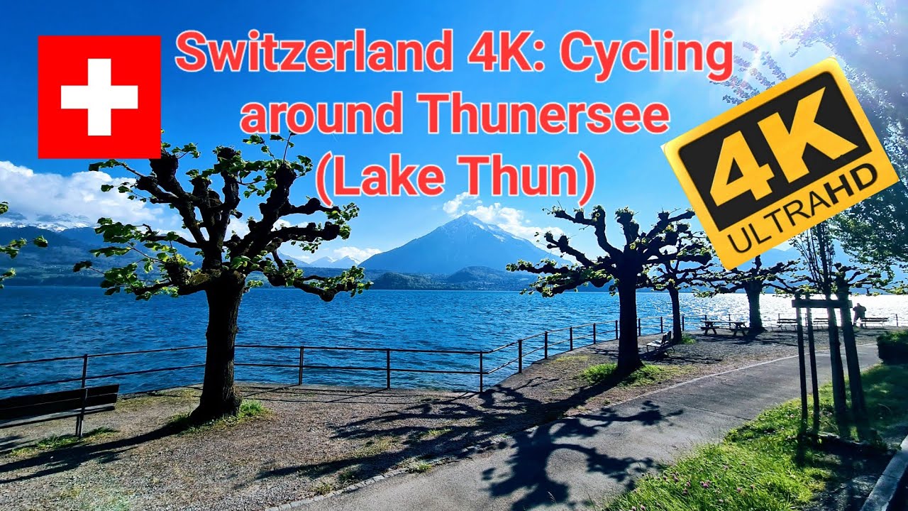 Switzerland 4k: Cycling route Thun-Interlaken-Spiez for Indoor Cycling. With Relaxing Music