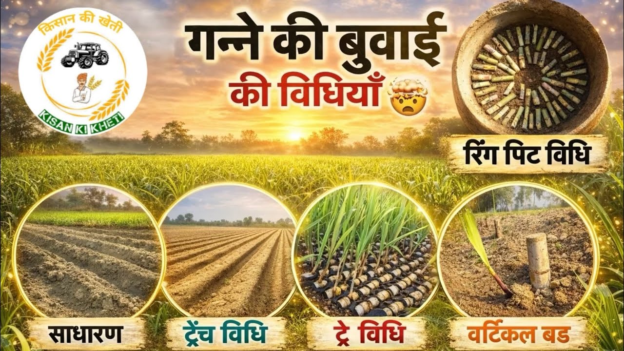 गन्ना की बुवाई कैसे करें  साधारण vs ट्रेंच विधि पूरी जानकारी 🤯 पैदावार होगी डबल!