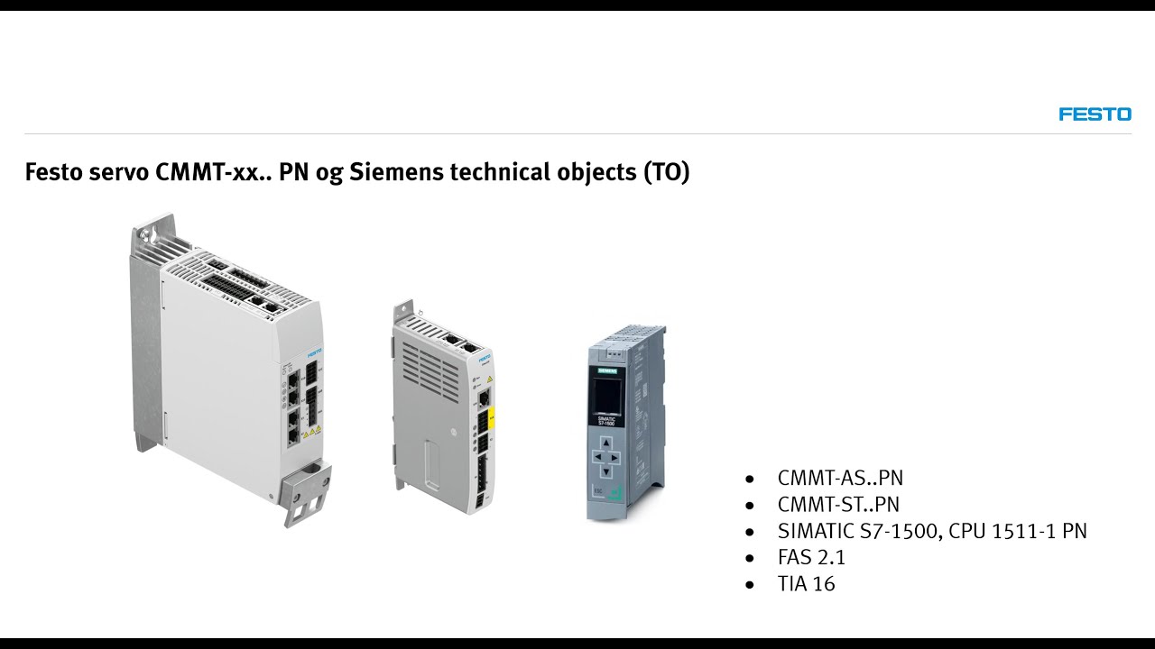 Oppsett av Festo servo mot Siemens technical objects