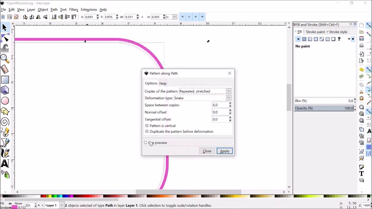 Leather Stitching Holes in Inkscape