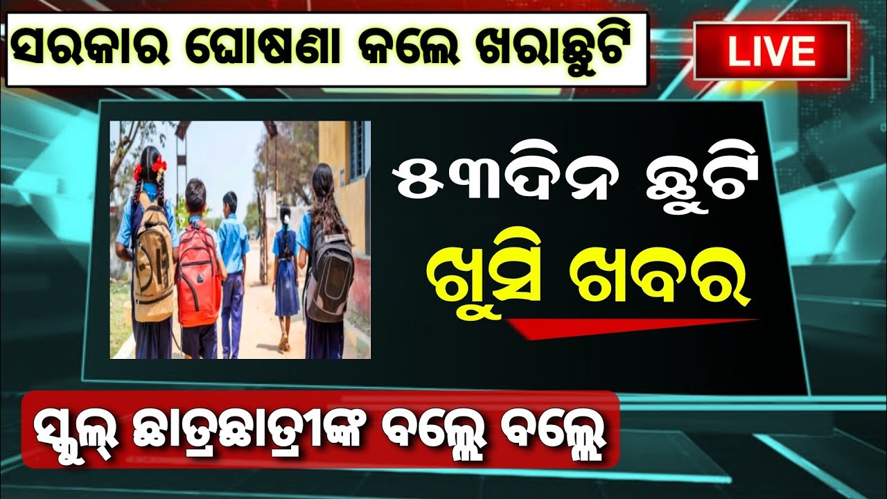 Odisha Summer Holiday 2026 | School Close News odisha | Odisha School summer vacation | kharachuti
