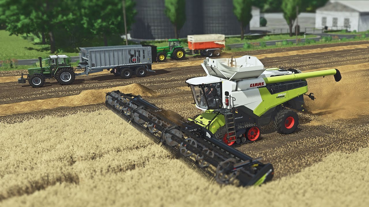 FS25 Triticale harvesting Claas Lexion 8800, FEND 615LSA, John Deere 4955
