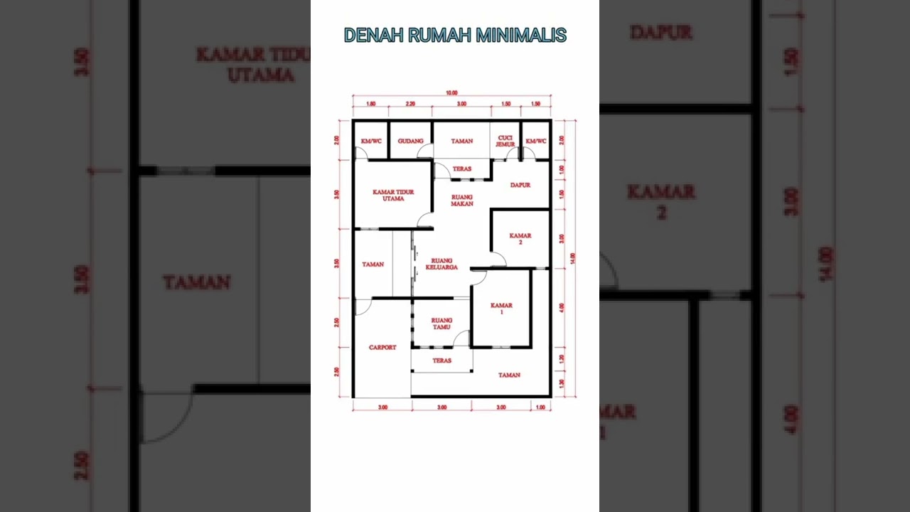 DESAIN DENAH RUMAH MINIMALIS UKURAN 10X14 METER DENGAN PENATAAN RUANG YANG FUNGSIONAL