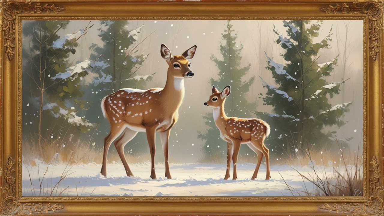 Winter Morning Series | Vintage Oil Painting Showcase | Christmas Frame TV Art with Soft Music