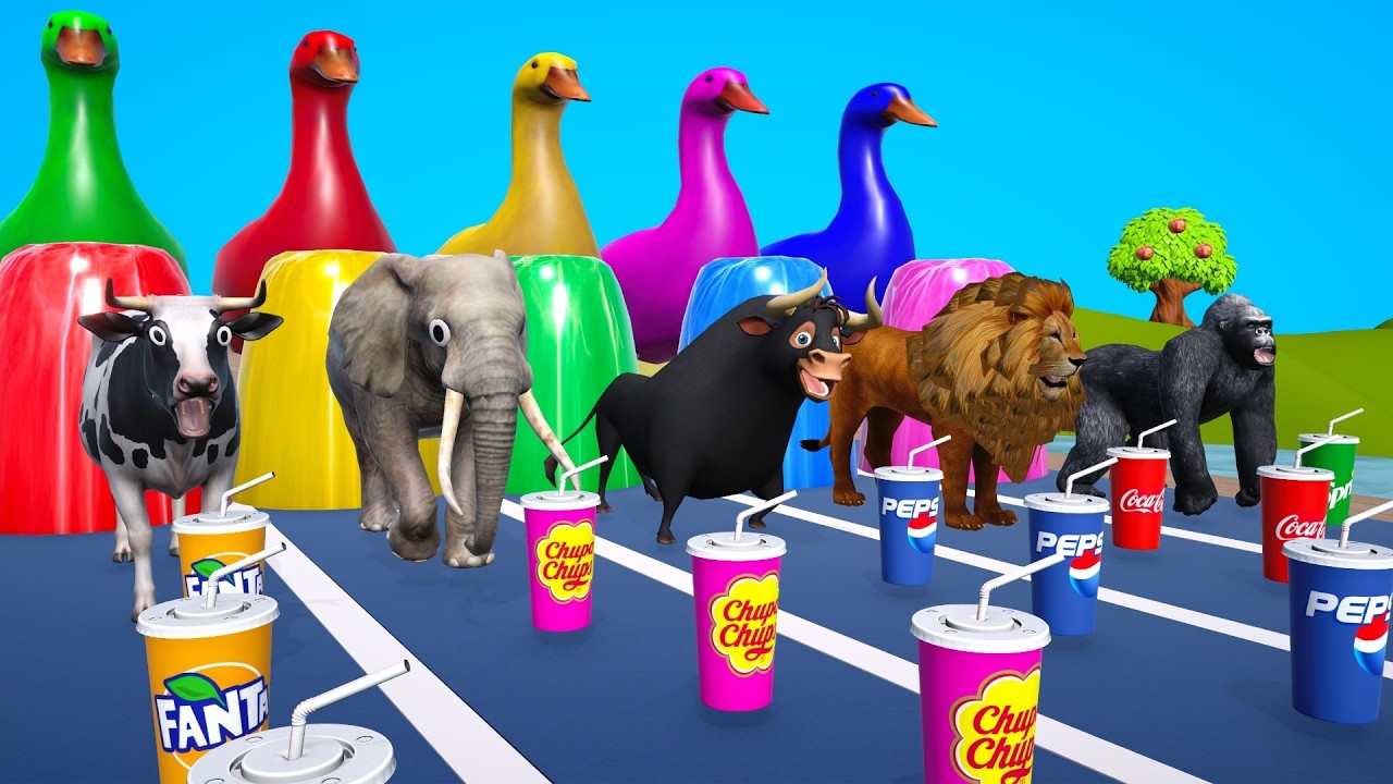 Long Slide Game With Cow Elephant Gorilla Hippopotamus Tiger 3d Animal Game Funny 3d Animals