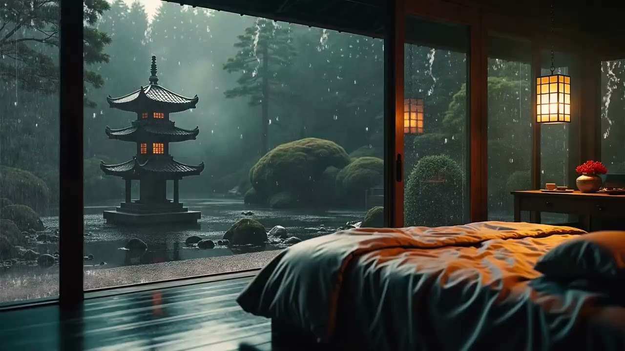 【睡眠用BGM】聴くだけで3分で眠れる。脳の疲れがとれる雨音とピアノ