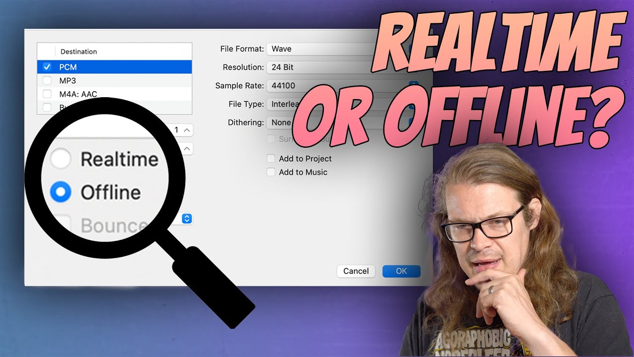 Logic Pro X: отскок в реальном времени или офлайн? Есть ли разница?