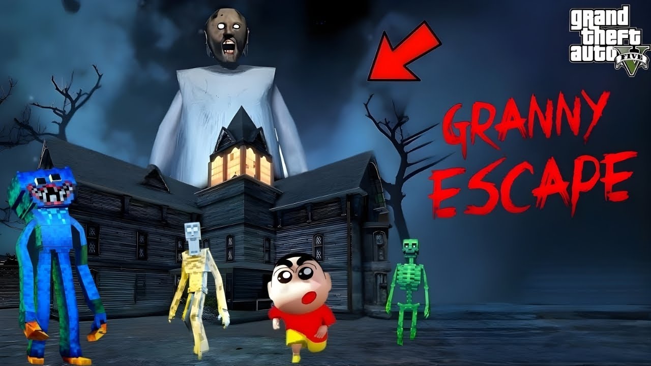 GTA 5 : Granny's Haunted Mansion 😭 Shinchan's Final Escape Plans in GTAV - IN TAMIL