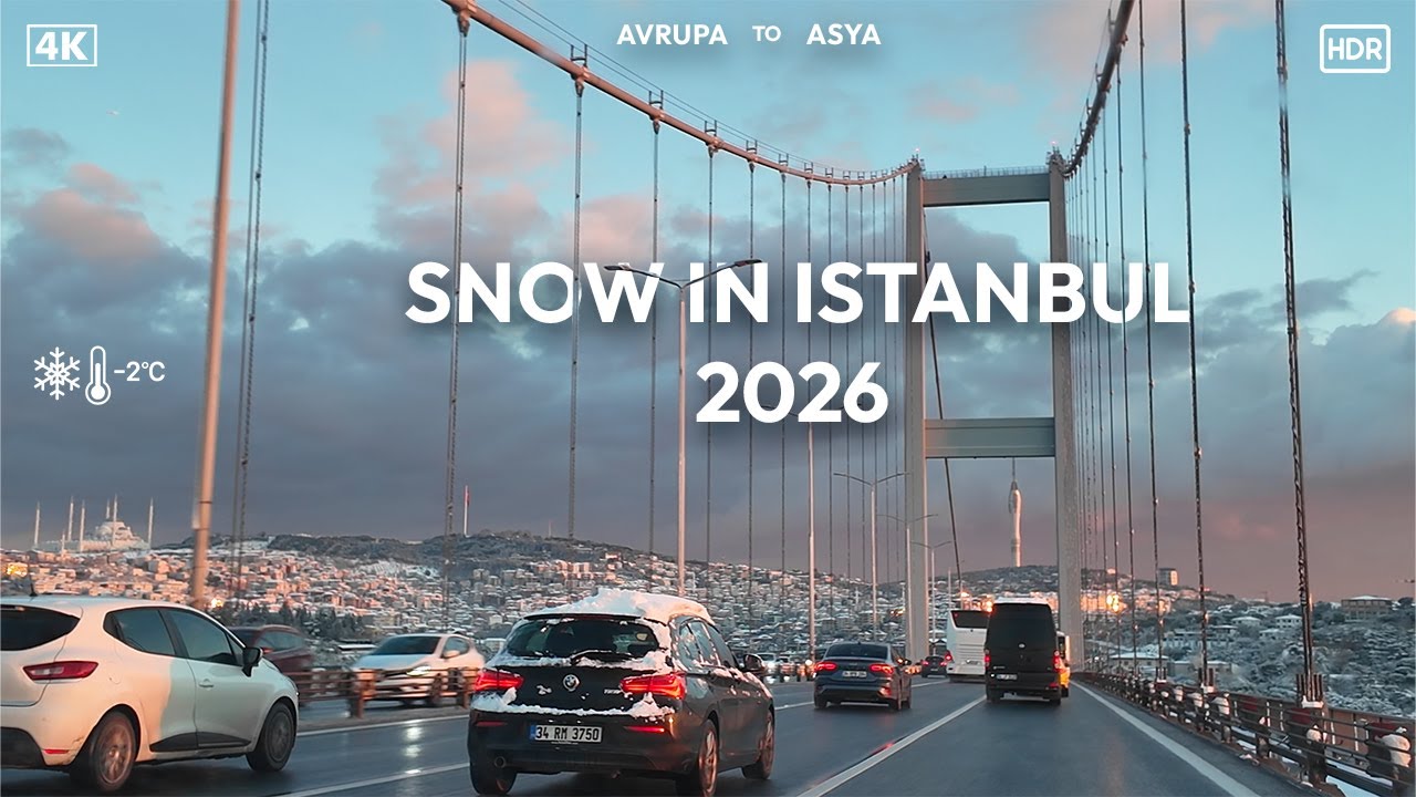 Heavy Snow in Istanbul 2026! ❄️ Driving from Europe to Asia (Bosphorus Bridge) 4K HDR