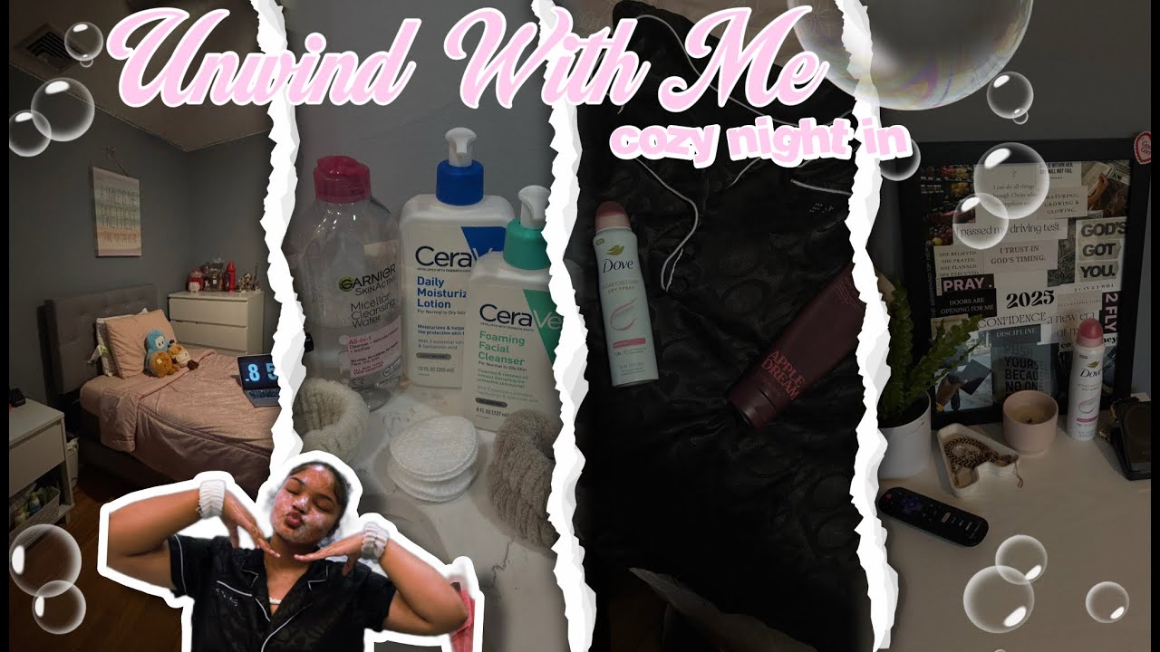 UNWIND WITH ME: cozy night in 🎀🧸🫧 | cleaning, laundry, & skincare