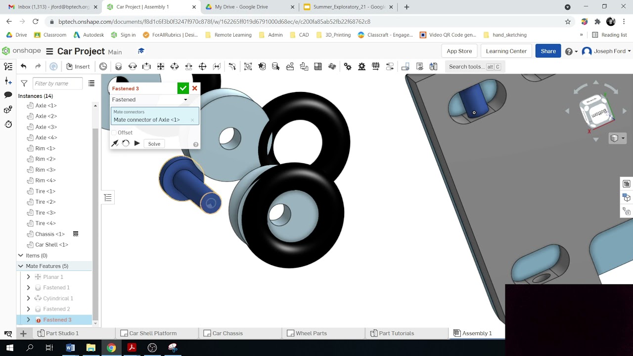 Onshape; Car Project;  Assembly