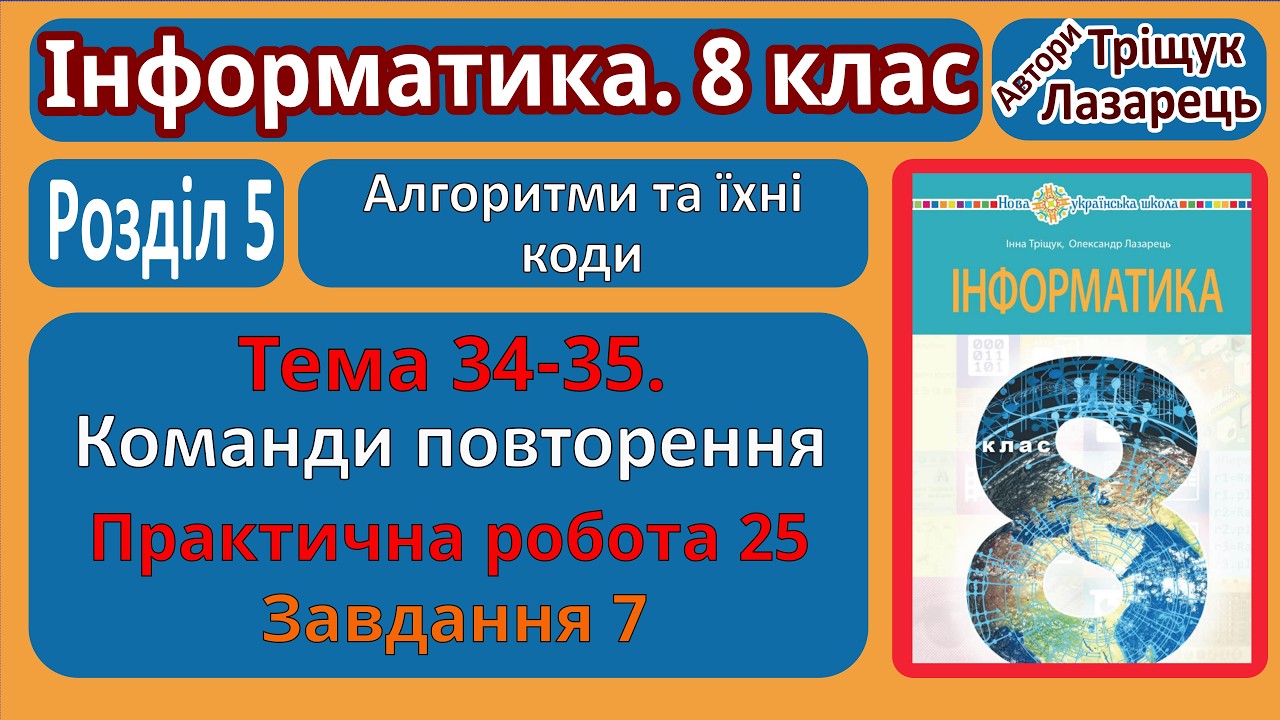 Тема 34-35. Команди повторення. Завдання 7 | 8 клас | Тріщук