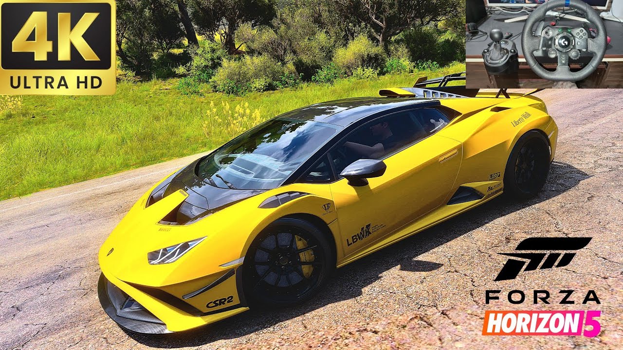 LAMBORGHINI FORZA HORIZON 5 GAMEPLAY 4K 60FPS WITH LOGITECH G 923 STEARING WHELE 