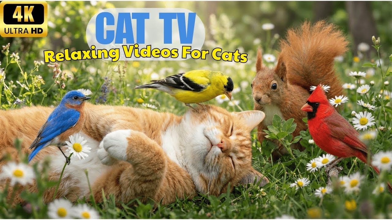 Bird Cat Garden 🐦 Nature TV Paradise Cats Watch for Hours | 4K HDR